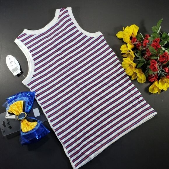 Disney Mickey Mouse Tank Stars Stripes Knit Shirt Top Patriotic Sleeveless Girls - Picture 9 of 11